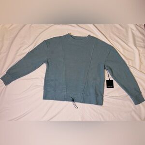 Simply Vera Vera Wang Blue Ribbed Knit Top Medium